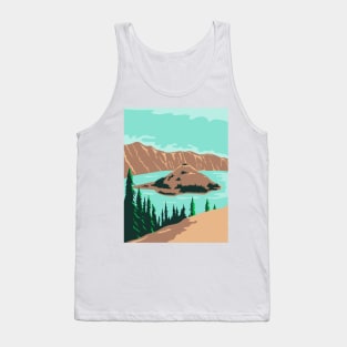 Crater Lake National Park in Klamath County Oregon United States WPA Poster Art Color Tank Top